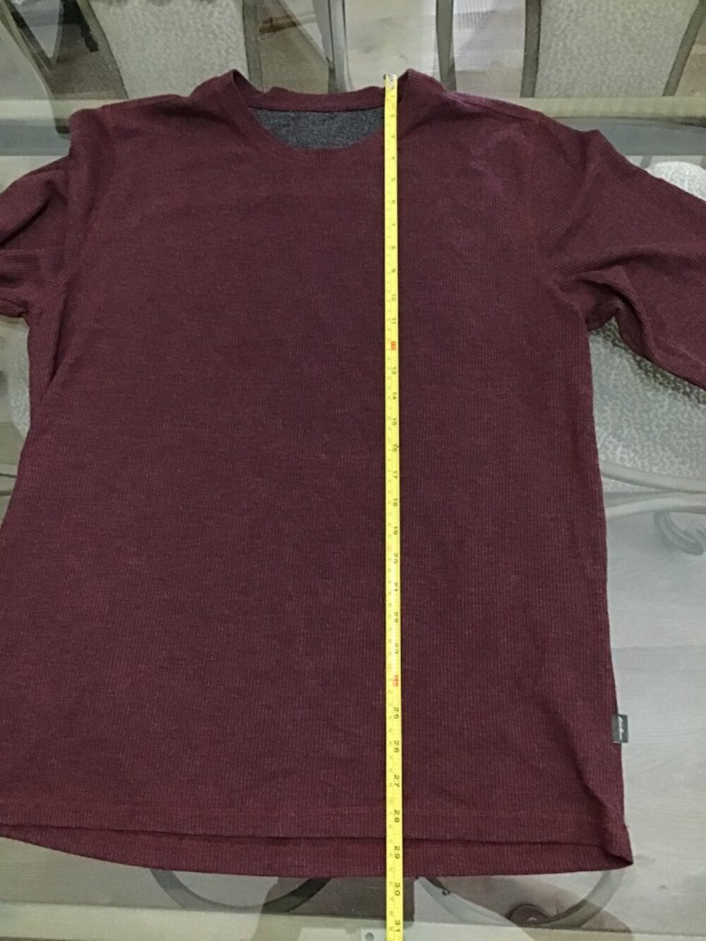 EDDIE BAUER MENS BURGUNDY CREW NECK LONG SLEEVE T-SHIRT SIZE LARGE - Picture 5 of 7